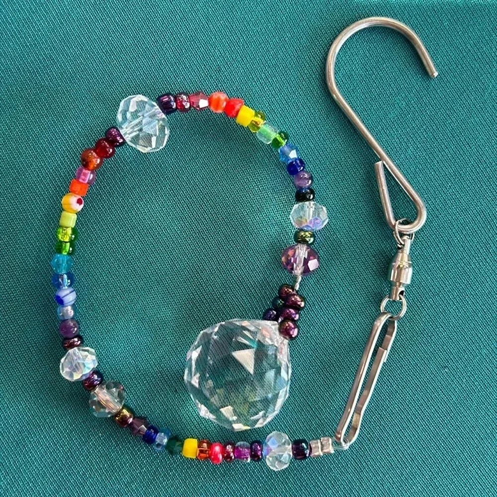 Handmade rainbow crystal suncatcher with crystal prism 🌈🌞 Window/car decor